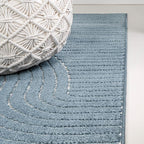 JONATHAN Y Hallie High-Low Curve Dark Blue/Cream 2x8 Indoor/Outdoor Runner Rug, Minimalist Geometric, Pet Friendly, for Patio, Backyard, Living Room, Bedroom, Office, Hose-Washable (SCN100C-28)