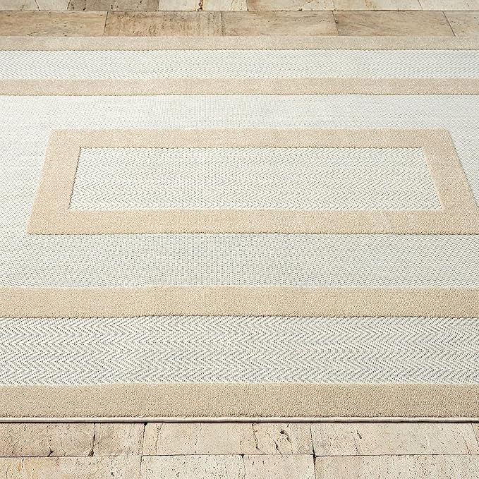 Abani Area Rugs - Modern Minimalist Pattern - Cream Rug for Living Room, Bedroom, Dining Room - Indoor/Outdoor - Easy to Clean - Non-Shedding - 5' x 8'