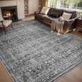 MontVoo-Vintage Area Rug 9X12 Grey Rugs for Living Room-Soft Distressed Printed Rugs for Bedroom-Non Slip Carpet-Machine Washable Rug for Dining Room Living Room Bedside Office