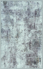 GLN Rugs Contemporary Collection - Machine Washable Area Rug, Contemporary Washable, Non Slip, Low Pile Chenille Rug, Living Room, Bedroom, Kitchen Rug (2' x 3' Grey/Green)