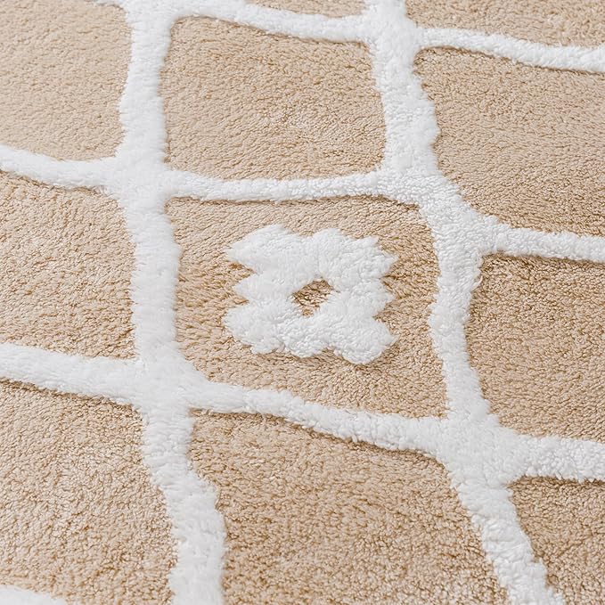 Beige 5x7 Area Rug Moroccan Shag Living Room Washable Carpet Soft Non Shedding Neutral Boho Plush Pile Modern Large Throw Rug for Kitchen Dining Room Bedroom Office