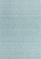 Unique Loom Outdoor Trellis Collection Area Rug - Tribal Trellis (10' x 14' 1" Rectangle, Aqua/ Ivory)