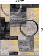 Rugshop Contemporary Circle Design Area Rug, Fade-Resistant Carpet for Bedroom, Dining Room, or Home Office, Yellow, 6'6" x 9'