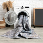 Bloom Rugs Washable 4' x 6' Rug - Slate Gray/Blue Traditional Area Rug for Living Room, Bedroom, Dining Room, and Kitchen - Exact Size: 4' x 6'