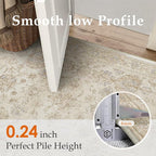 HUGEAR 2x3 Entryway Rug Retro Beige Small Area Rug Machine Washable Door Mat Vintage Floral Low Pile Carpet Vacuumable Distressed Throw Rug Entrance Kitchen Bathroom Bedroom Non Slip Lightweight