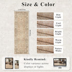 2.6x8 Runner Rug for Hallways Vintage Distressed Non Slip Long Carpet Floral Boho Distress Print Pattern Mat Lightweight Retro Accent Throw Carpet for Kitchen Bedroom Bedside Laundry Room﻿-Khaki