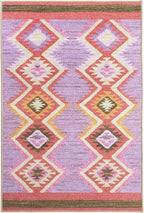 Dash & Albert Rhapsody Spice Machine Washable Rug, 5 X 8 Feet, Red/Purple Graphic Pattern - Premium Luxury Hotel Quality Soft Breathable Hypoallergenic Machine Washable Easy Care All Season