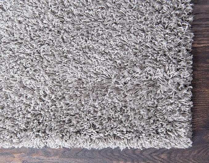 Unique Loom Solid Shag Collection Area Rug (10' x 13' Rectangle, Cloud Gray)