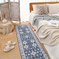 VK VK·LIVING Machine Washable Rug 2'x6' Vintage Design Washable Runner Area Rugs with Non Slip Rugs for Living Room Bedroom Traditional Woven Carpet Stain Resistant Dining Office Boho Rug, (Navy)