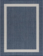 CAMILSON Outdoor Rug 6x9, Modern Outside Rugs for Patios Porches Waterproof Durable Washable Non-Shedding, Easy-to-Clean Indoor Outdoor Area Carpet (6 x 9, Bordered - Blue/White)
