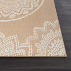 CAMILSON Outdoor Rug 8x10 Modern Area Rugs for Indoor and Outdoor Patios and Porches - Waterproof, Washable, Non-Shedding, Easy-to-Clean Outside Carpet (8 x 10, Medallion - Beige/White)