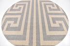 Unique Loom Athens Collection Classic Geometric Modern Border Design Area Rug (8' 0 x 8' 0 Round, Gray/ Beige)