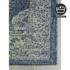 FH Home Outdoor Rug - Waterproof Easy to Clean Stain Resistant - Patio Indoor Outdoor Porch Deck Balcony Entryway - Vintage Distressed - Gorgan - Blue - 4ft x 5ft 7in