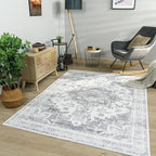 Paco Home Vintage Area Rug with Faded Oriental Pattern in Grey, Size: 6'7" x 9'2"