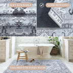 Washable Area Rug. Modern Farmhouse. Vintage. Turkish. Bohemian. Distressed. Oriental. Traditional. Rugs for Living Room. Dining. Bedroom. Office. Entryway. Foyer. (861GG, 2'5 x 9'8)