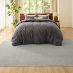 Bedsure 6x9 Faux Wool Area Rugs for Living Room, Machine Washable Carpet, Non-Slip Backing, Pet Friendly Throw Rug for Bedroom Dining Room, Gray