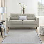 Nourison Home Courtyard Ivory Blue 6' x 9' Area Rug - Easy Clean, Non Shedding, Bed Room, Living Room, Dining Room, Kitchen (6' x 9')