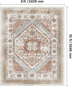 VEVOR 8 x 10 ft Area Rug Large Washable Rug Non-Slip and Tear-Resistant Soft Carpet Pet & Child Friendly Vintage Area Rugs Indoor Mat for Bedroom Living Room Kids Room Office Brown Red