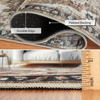 ReaLife Rugs Machine Washable Area Rug Runner - Living Room Bedroom Bathroom Kitchen Entryway Office - Padded Low Pile Stain Resistant Premium - Boho Farmhouse Vintage - Joy - Brown Beige 3' x 5'