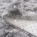 Beglad Shag Rugs for Living Room, Area Rugs 5x7 Feet Upgrade Anti-Skid Modern Minimalist Style Memory Foam Rugs for Bedroom, Indoor Carpet Suitable for Boys Room Decor, Tie-Dyed Light Grey