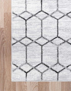 Rugs.com Lattice Trellis Collection Rug – 10' x 14' White Low-Pile Rug Perfect for Living Rooms, Large Dining Rooms, Open Floorplans
