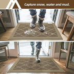 COSY HOMEER Non-Slip Door Mat 32"x48", Entryway Rugs Low Profile Absorbent Dirt Trapper Doormat for Front Entrance, Washable Polypropylene Entry Mat (Beige)