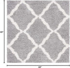 SAFAVIEH Dallas Shag Collection Area Rug - 4' Square, Grey & Ivory, Trellis Design, Non-Shedding & Easy Care, 1.5-inch Thick Ideal for High Traffic Areas in Living Room, Bedroom (SGD257G)