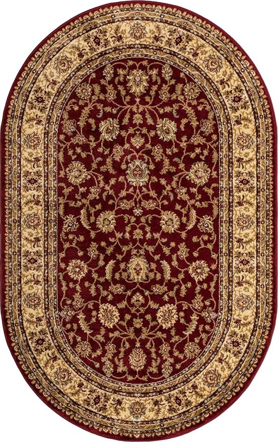 Unique Loom Voyage Collection Area Rug - St. Louis (5' 3" x 8' Oval Red/Gold)