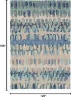 Dash & Albert Paint Chip Stone Hand Micro Hooked Wool Rug, 9.5 X 13.5 Feet, Blue/Green Geometric Pattern