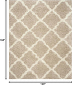 SAFAVIEH Dallas Shag Collection Area Rug - 10' x 14', Beige & Ivory, Trellis Design, Non-Shedding & Easy Care, 1.5-inch Thick Ideal for High Traffic Areas in Living Room, Bedroom (SGD257D)