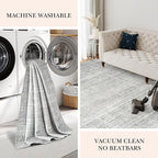Valenrug Washable Rugs 2x6 - Stain Resistant 2x6 Area Rugs for Living Room, Non Slip Backing Large Area Rugs for Bedroom, Folable Machine Washable Area Rug (2'x6', Grey)