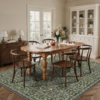 Bavni 8x10 Area Rugs for Living Room, Floral Rug Machine Washable Non Slip, Vintage Boho Forest Carpet, Soft Low Pile Thin Lightweight Rugs for Bedroom, Farmhouse, Dining Room Office, Emerald Green