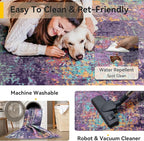 Washable Area Rugs 6'x8' Non-Slip Modern Abstract Soft for Living Room Entryway Bedroom Nursery, Print Pattern, Purple Orange Blue Green Rust Red Colorful