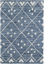 Dash & Albert Kota Indigo Handwoven Wool Rug, 6 X 9 Feet, Blue Geometric Pattern