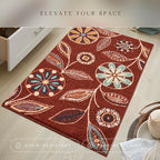 Maples Rugs Reggie Floral Kitchen Rug - Made in USA - Washable, Non Slip Indoor Carpet for Entryway, Foyer, Kitchen, and Bathroom, 2'6 x 3'10, Merlot
