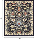 Unique Loom Espahan Collection Area Rug - Cape Cod (7' 10" x 10' Rectangle, Navy Blue/ Black)