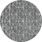 Rugs.com Lattice Trellis Collection Rug – 8 Ft Round Gray Low-Pile Rug Perfect for Kitchens, Dining Rooms