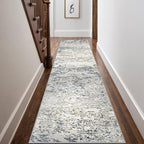 Art&Tuft 2x10 Runner Rug - Washable Runner Rugs, Non-Slip Runner Rug for Hallway, Low-Pile 2x10 Rug Runner Kitchen Laundry Room Rug Throw Carpet for Entrance Bedroom Living Room, Blue