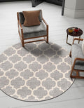 Rugs.com Lattice Collection Rug – 3 Ft Round Light Gray Medium-Pile Rug Perfect for Kitchens, Dining Rooms