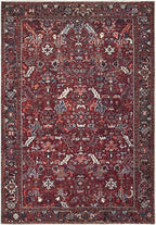 Bloom Rugs Washable Non-Slip 6' x 9' Rug - Burgundy Traditional Bordered Area Rug for Living Room, Bedroom, Dining Room, and Kitchen - Exact Size: 6' x 9'