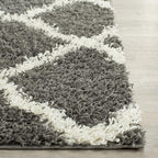 SAFAVIEH Dallas Shag Collection Runner Rug - 2'3" x 14', Dark Grey & Ivory, Trellis Design, Non-Shedding & Easy Care, 1.5-inch Thick Ideal for High Traffic Areas in Living Room, Bedroom (SGD257A)