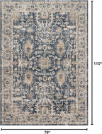 Loloi Teagan Collection TEA-03 Denim/Pebble 6'-7" x 9'-2" Area Rug, Large, Soft Neutral Rug, High-Traffic for Living Room, Bedroom, Home Office, Dining Area