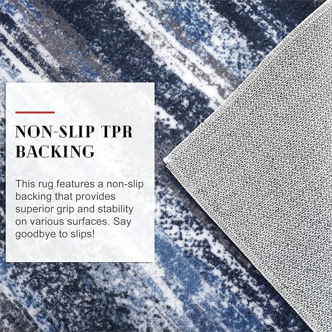 Modern Abstract Entryway Rug Indoor 2x3 Washable Rug Non-Slip Soft Small Area Rug Navy Blue Kitchen Mats Thin Print Faux Wool Floor Carpet Throw Rugs for Entrance Bedroom