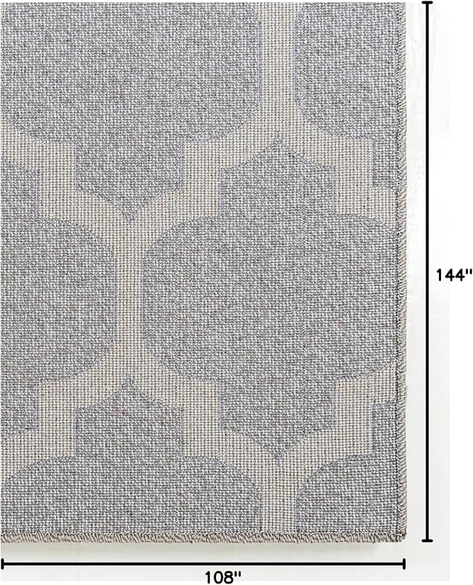 Rugs.com Lattice Collection Rug – 9' x 12' Light Gray Medium Rug Perfect for Living Rooms, Large Dining Rooms, Open Floorplans