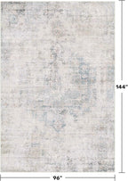 Light Blue Area Rugs 8x12 for Living Room - Abstract Medallion Blue Gray Rug for Bedroom, Dining Room Under Table, Washable Non Slip, Fade & Stain Resistance