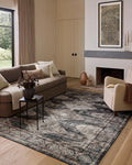 Loloi Amber Lewis Josie Collection JOS-04 Ink/Earth 2'-6" x 7'-6", .13" Pile Height, Low Profile, Machine Washable, Runner Rug
