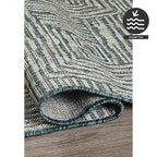 FH Home Outdoor Rug - Waterproof Easy to Clean Stain Resistant - Patio Indoor Outdoor Porch Deck Balcony Entryway - Geometric Modern - Budapest - Aqua - 7ft 8in x 9ft 8in