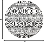 SAFAVIEH Tulum Collection Area Rug - 4' Round, Ivory & Black, Moroccan Boho Tribal Design, Non-Shedding & Easy to Clean, Ideal for Living Room, Bedroom, Dining Space (TUL272B)