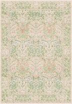 Light Beige Green Botanical Living Room Rug, 7x10 Washable Area Rug for Kids Room, Bedroom, Nursery Room, Living Room, Dining Room, Low Pile Non-Slip - Vintage Design & Fade Resistance