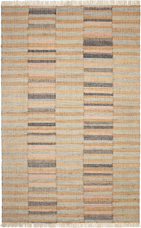 Dash & Albert Ravel Stripe Blue Handwoven Wool Rug, 7.5 X 9.5 Feet, Blue Geometric Pattern